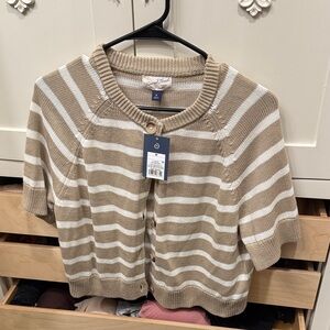 Universal Thread Tan and Cream Striped Cardigan